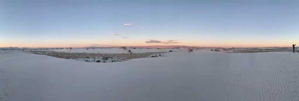 panorama shot of the white sands national park in new mexico at sunset 