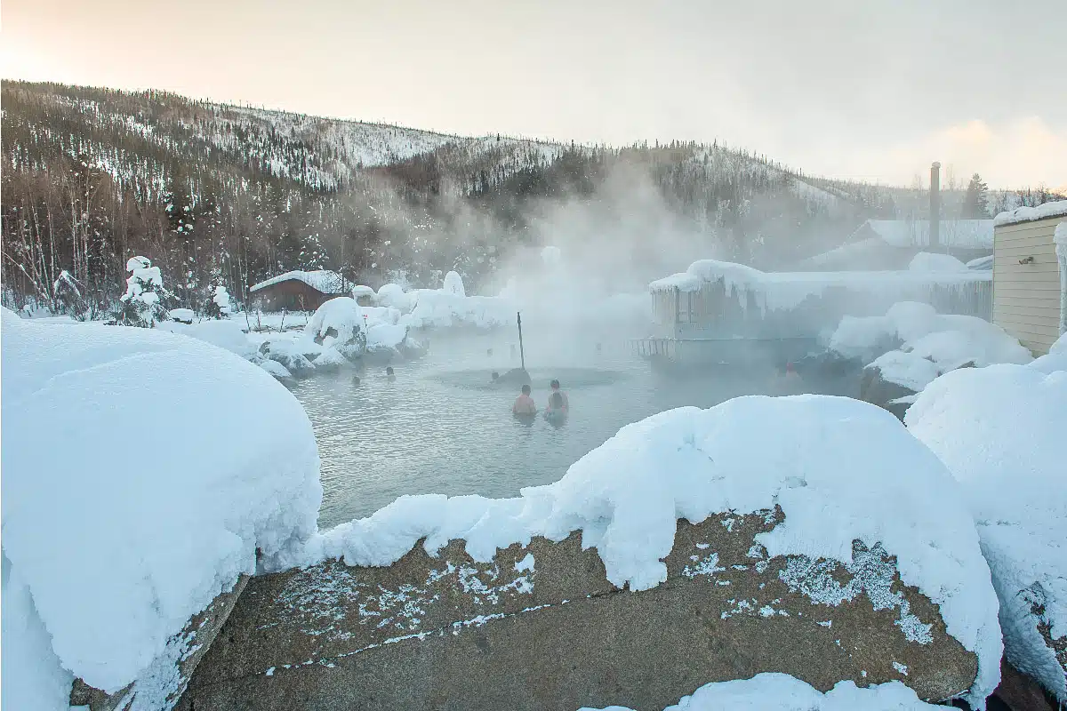 chena hot springs in alaska covered in snow